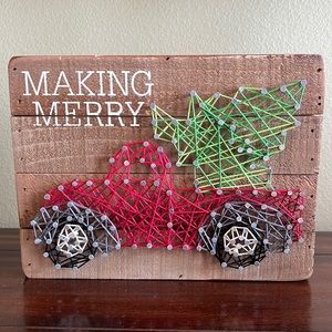 String Art Making Merry Primitives by Kathy Christmas Tree in Truck